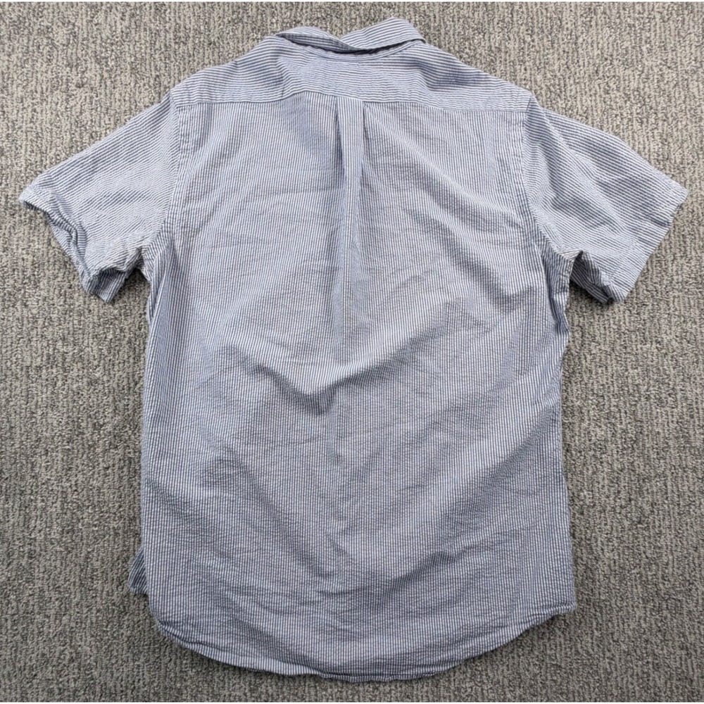 Ralph Lauren Button Down Shirt Mens M Blue Seersucker Striped Short Sleeve Pony - Picture 4 of 6